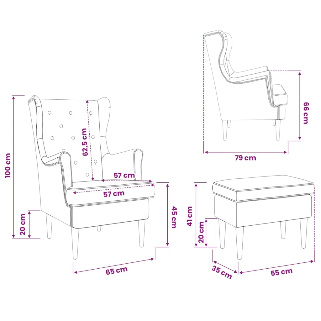 Poltrona con Ottomano 2 pz Grigio Chiaro Tessuto 3418806
