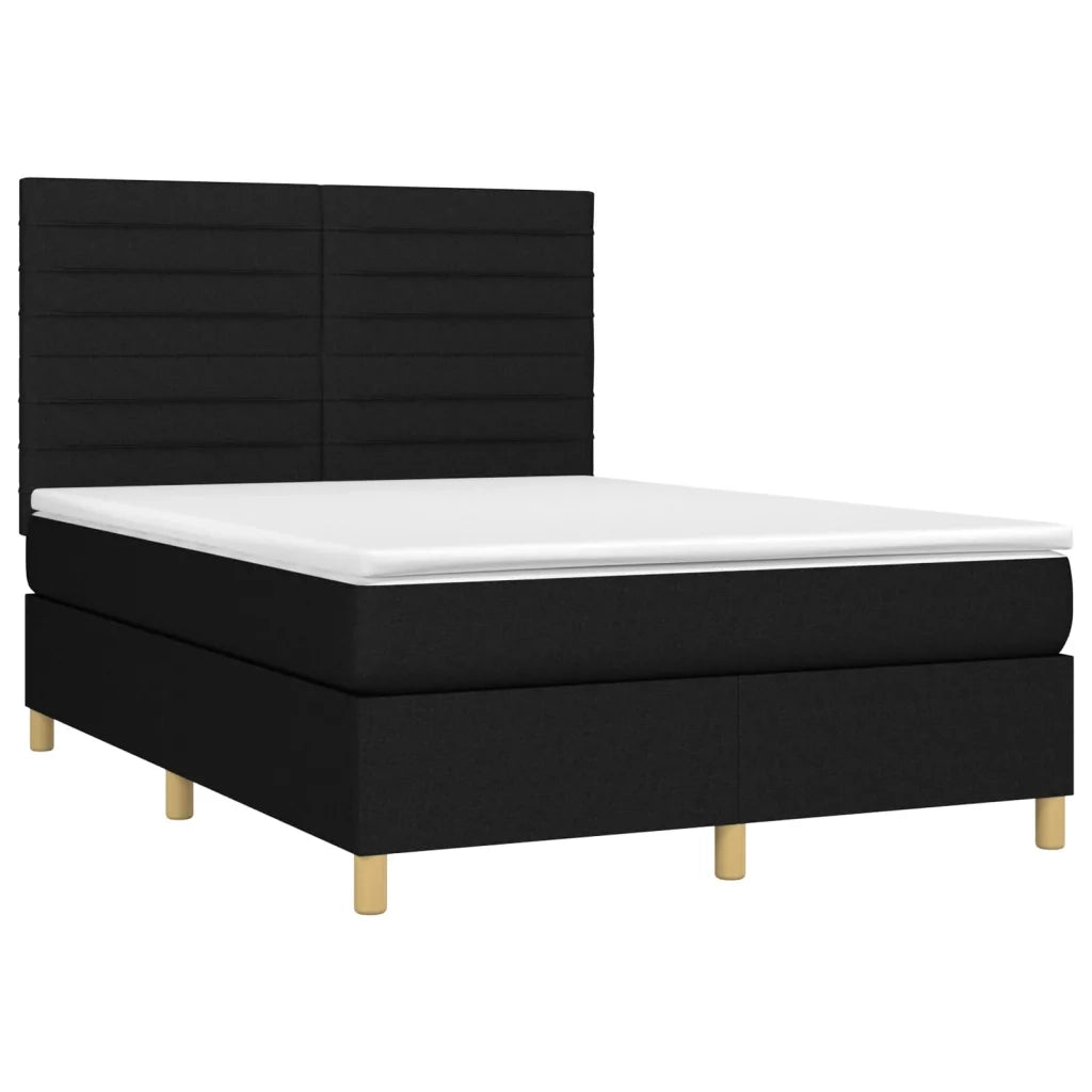Letto a Molle con Materasso e LED Nero 140x190 cm in Tessuto 3135511