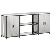 vidaXL Set di Stoccaggio per Cucina 3 pcs Argento 210 x 50 x 92 cm