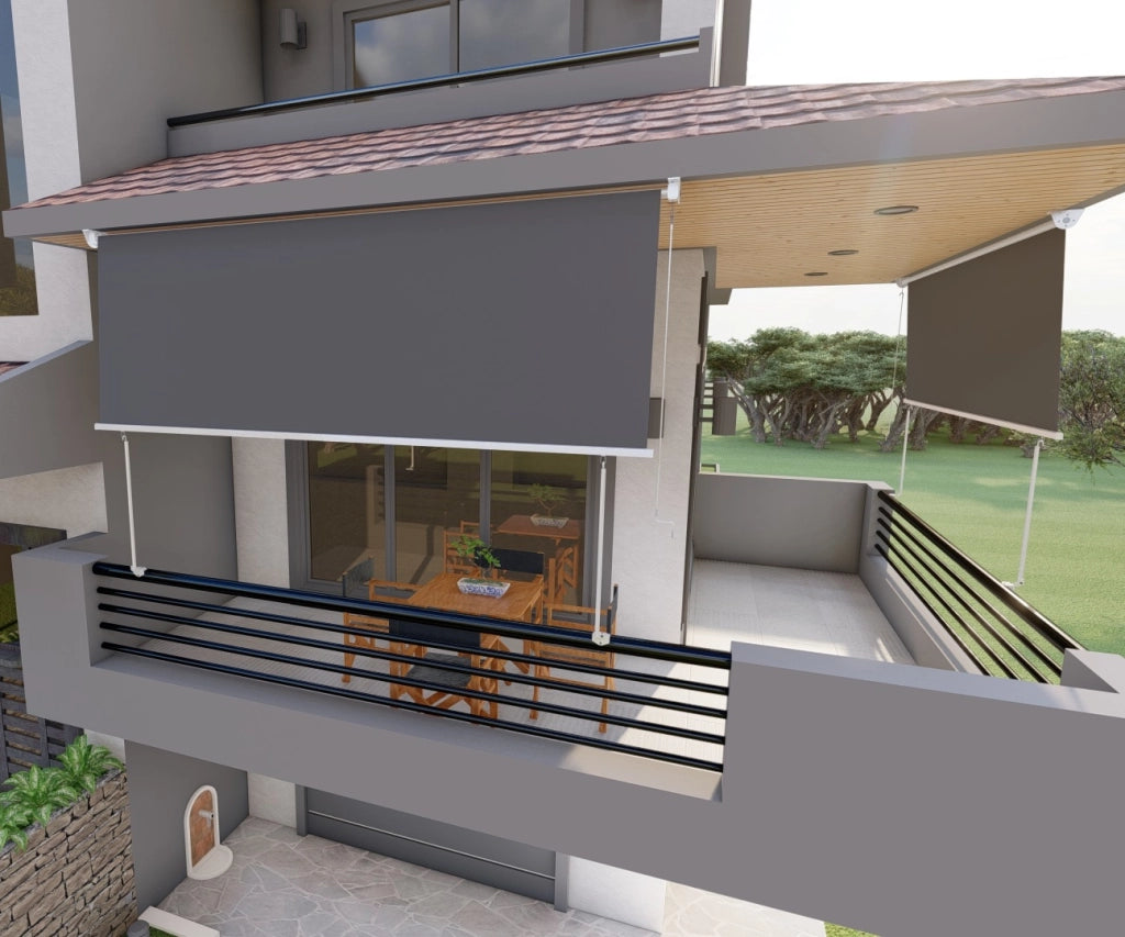 Tenda da sole a caduta con bracci 300cm telo impermeabile grigio Golisa