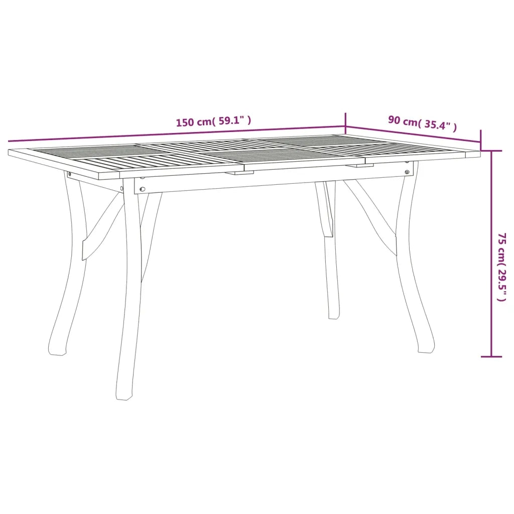 Set da Pranzo per Giardino 5 pz in Legno Massello di Acacia 3156862