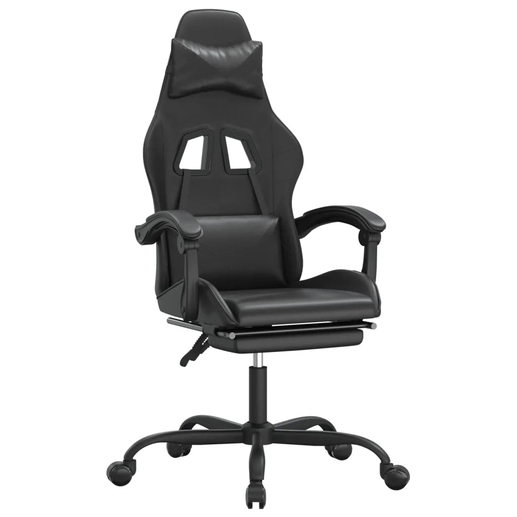 vidaXL Sedia da Gaming con Poggiapiedi Nero in Similpelle