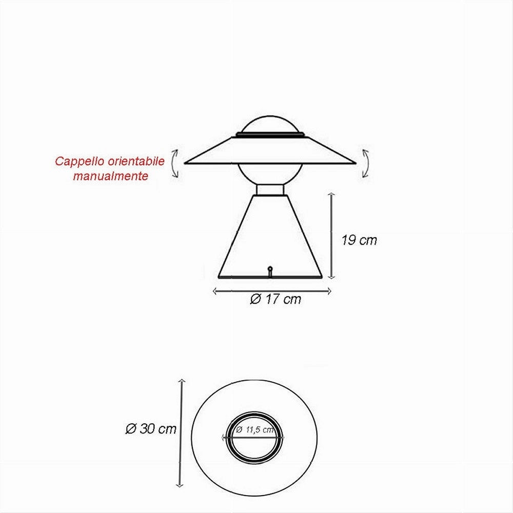 Trade Shop - Lampada Da Tavolo Decorativa Con Paralume A Cappello Orientabile Lume E27 D13 - Rosso
