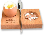Egg holder in legno di betulla (2 pezzi) ca. 11,5 x 7,5 x 1,5 cm, 3-in-1 contenitore per uova, piatti e cucchiai, trattato con olio di zucchina e siero antibatterico.