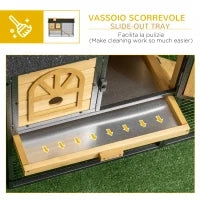 Conigliera da Esterno a 2 Livelli in Legno di Abete e Acciaio con Vassoio Rimovibile, 120x55.5x80 cm