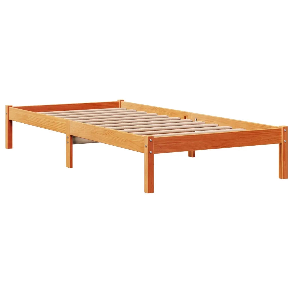 Giroletto con Testiera Marrone Cera 100x200 cm Massello Pino 3305738