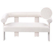 Divano a 2 posti morbido tessuto Boucle bianco sporco stile retrò vintage gambe in legno