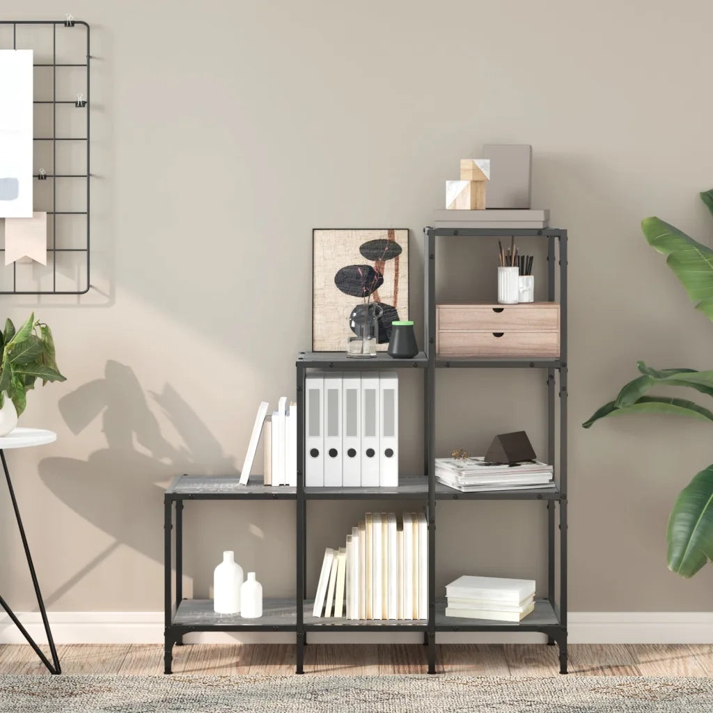 Libreria-Scaffale per Libri-Mobile di Stoccaggio Grigio Sonoma 92x30x102 cm Legno Multistrato e Metallo