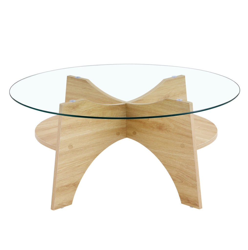 Tavolino da caffè ? 80 x 36 cm con piano in vetro di sicurezza; MDF naturale trasparente