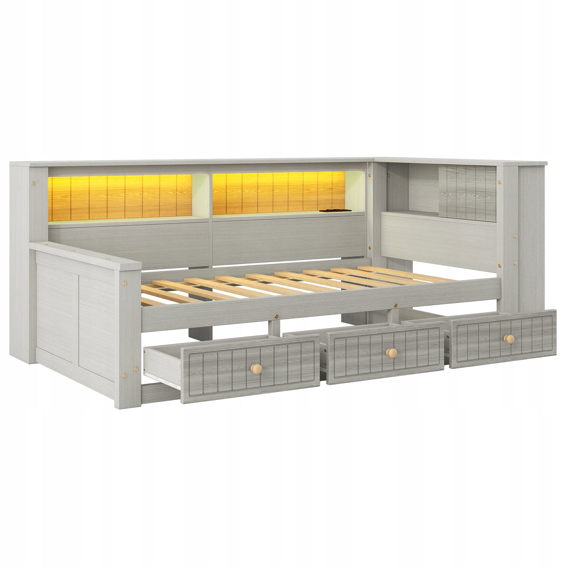 Letto a giorno con cassetti - Xylo - 90x200 - Grigio