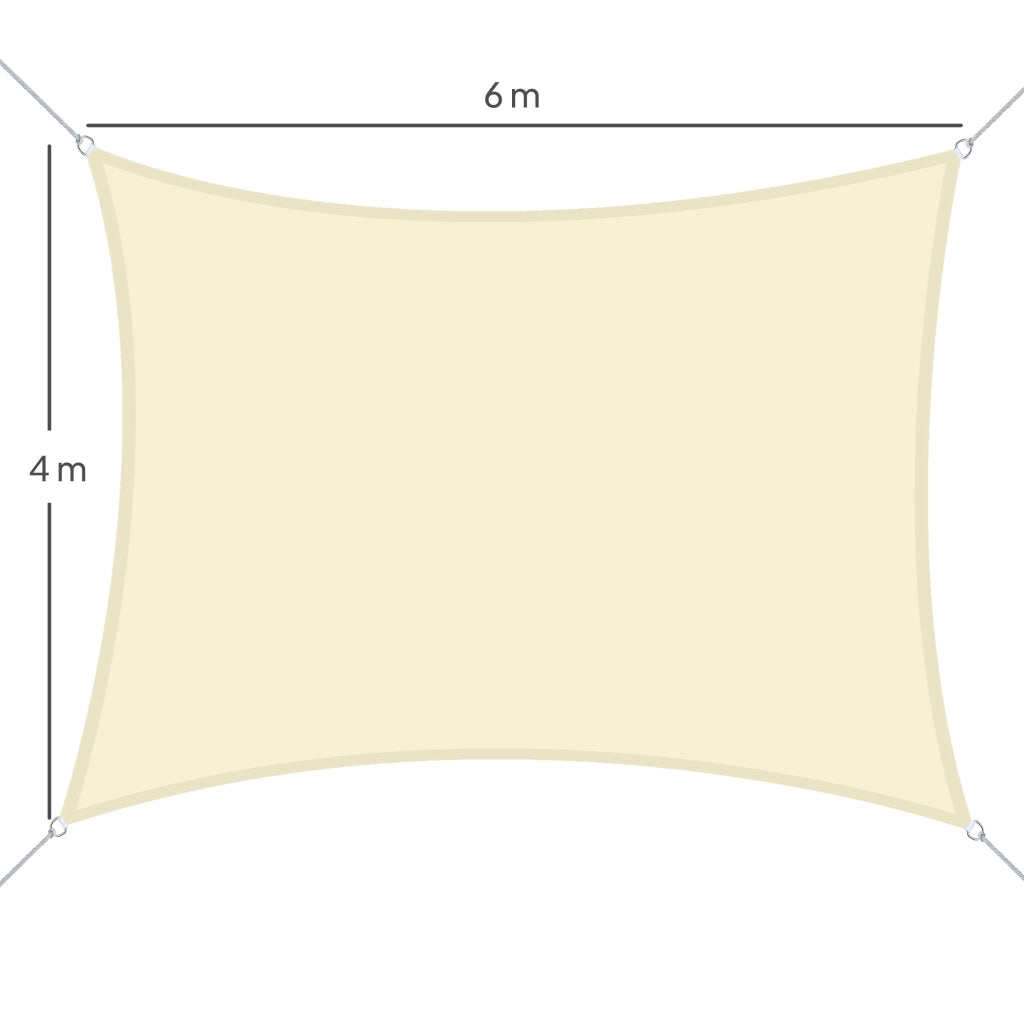 Vela Ombreggiante Rettangolare 4x6m, Tenda da Sole per Esterno in Poliestere Anti UV Traspirante Bianco Crema