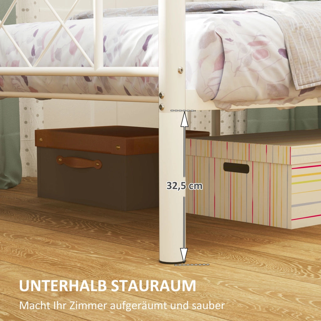 Letto singolo con testiera alta e contenitore ¨C Zephmum ¨C Acciaio bianco 90x200 cm