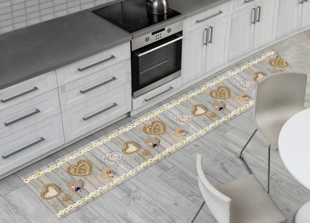 Tappeto Passatoia Cucina Antiscivolo Sottolavello Digitale Disegno Fiori Margherite - 50x115 - Fiori Margherite