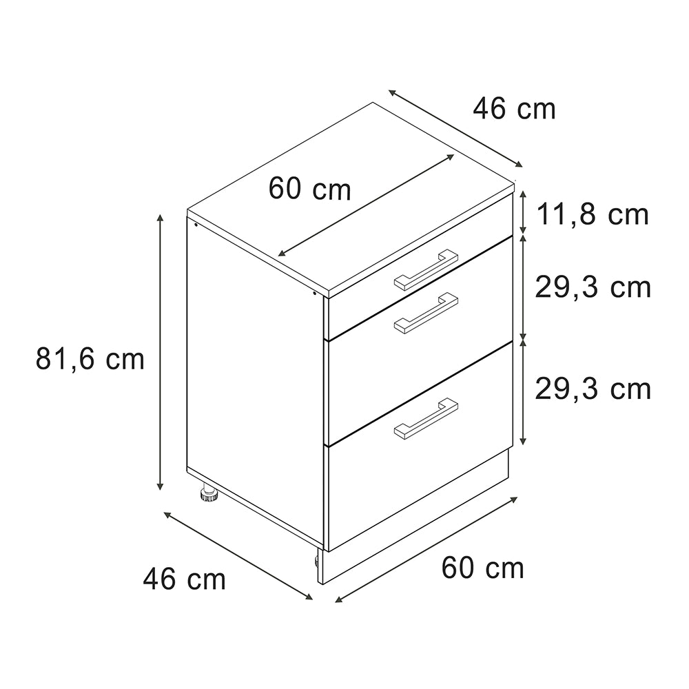 Mobile cucina sottotetto R-Line Calcestruzzo/Antracite 60 cm senza inclinazione con 2 ante Vicco
