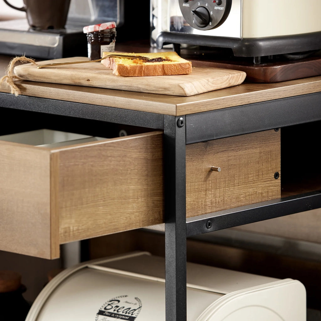 Carrello Portavivande Con 1 Cassa Portaoggetti Estraibile Carrello Da Cucina Carrello Bar Vintage 60x45x90cm FKW118-PF SoBuy