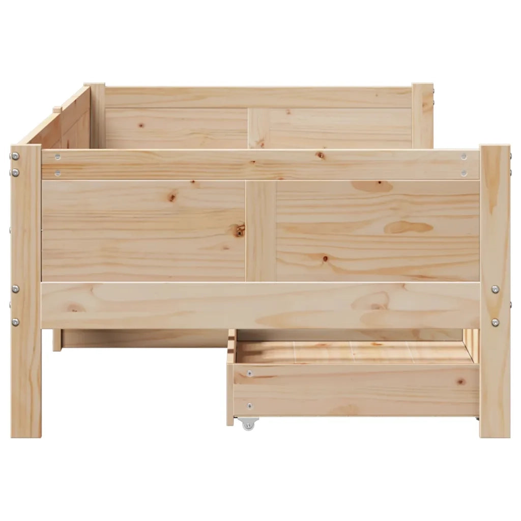 Dormeuse con Cassetti 80x200 cm in Legno Massello di Pino