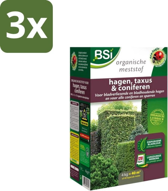 Meststof per Taxus e Conifere - Elevata Crescita e Foglie Azzurre - 4 kg (40 m²) - Confezione in Bulk - 3 pezzi