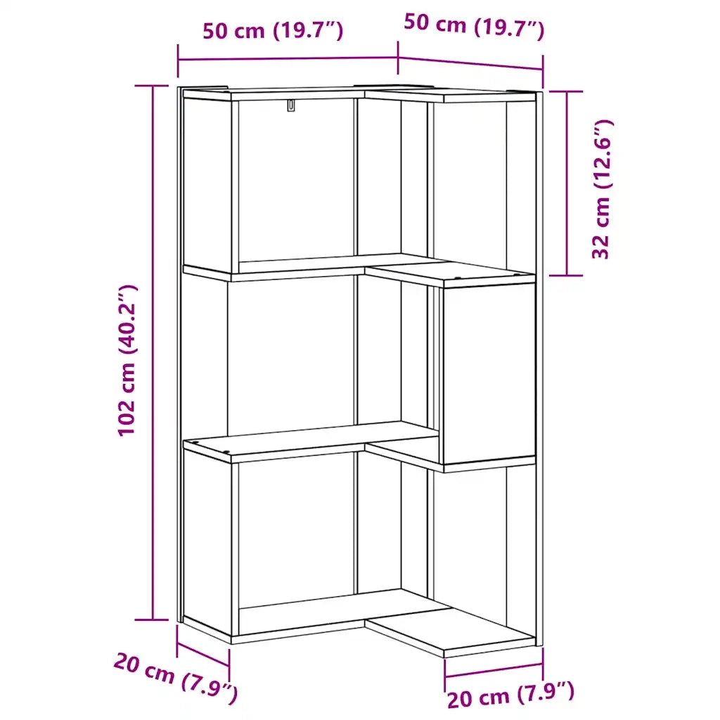 Libreria-Scaffale per Libri-Mobile di Stoccaggio Rovere Nero 50 x 50 x102 cm