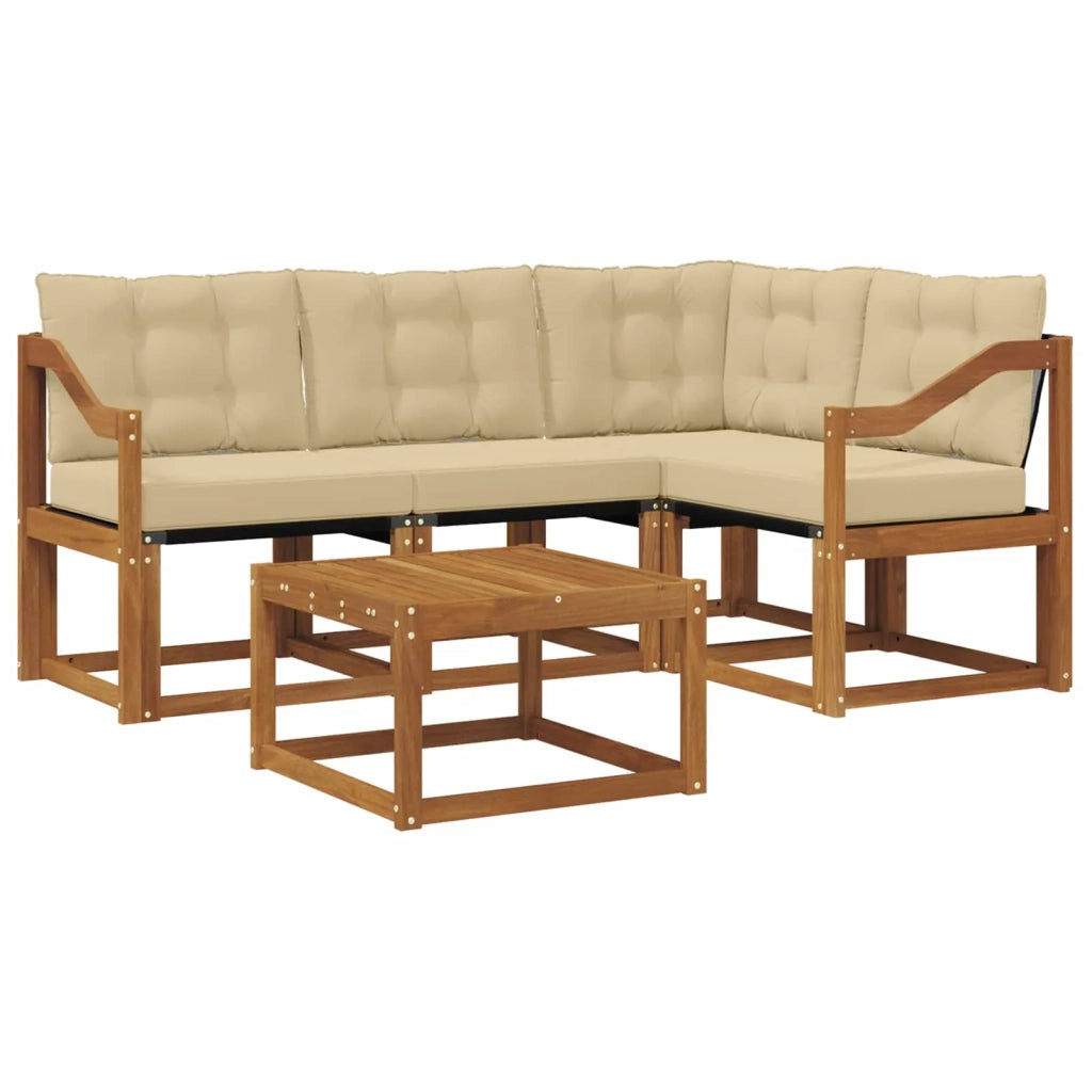Set di divani da esterno con cuscino 5 pcs Naturale e Beige