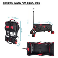Carretto a mano pieghevole, max 80 kg, tessuto impermeabile rosso-nero, Carrello