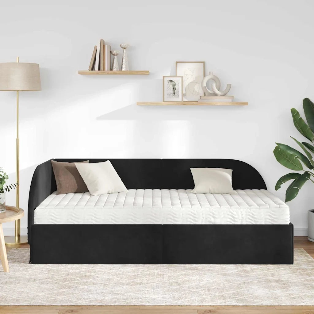 Struttura Letto Angolare con Materasso 2 pz-Giroletto con materasso Nero Velluto 779090