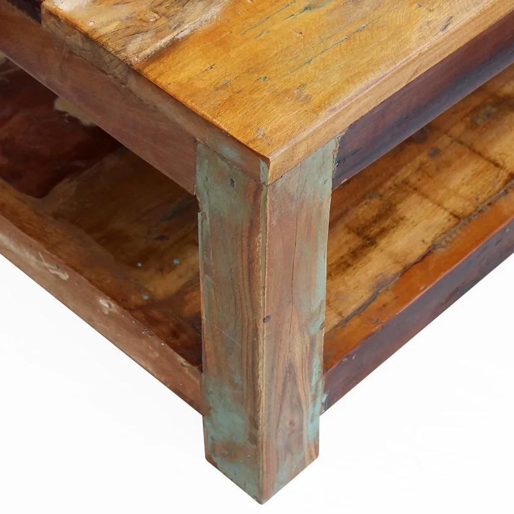 Tavolino da CaffÃ¨ in Legno Massello di Recupero 90x45x35 cm