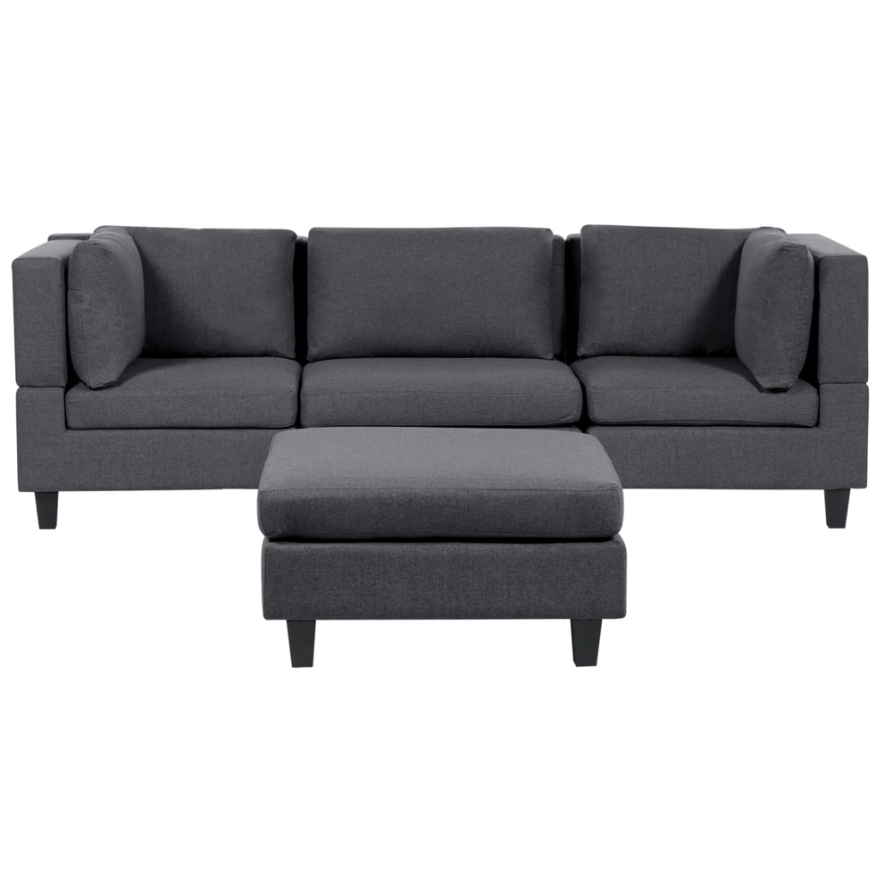 Divano Componibile Rivestito In Tessuto grigio scuro 3 Posti stile moderno