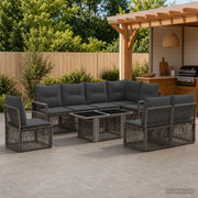 Set Divano da Giardino 9 pz Grigio e Grigio Scuro polyrattan 3437105
