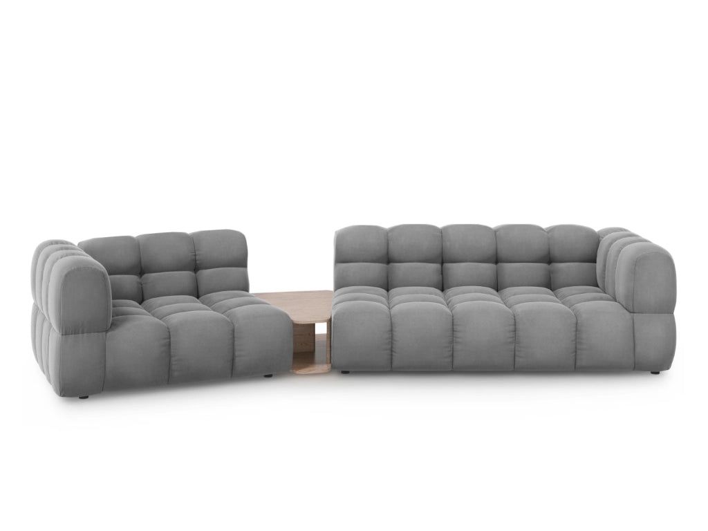 Cosmopolitan Design - Divano modulare sinistro "Sky" 3 posti in velluto grigio chiaro 