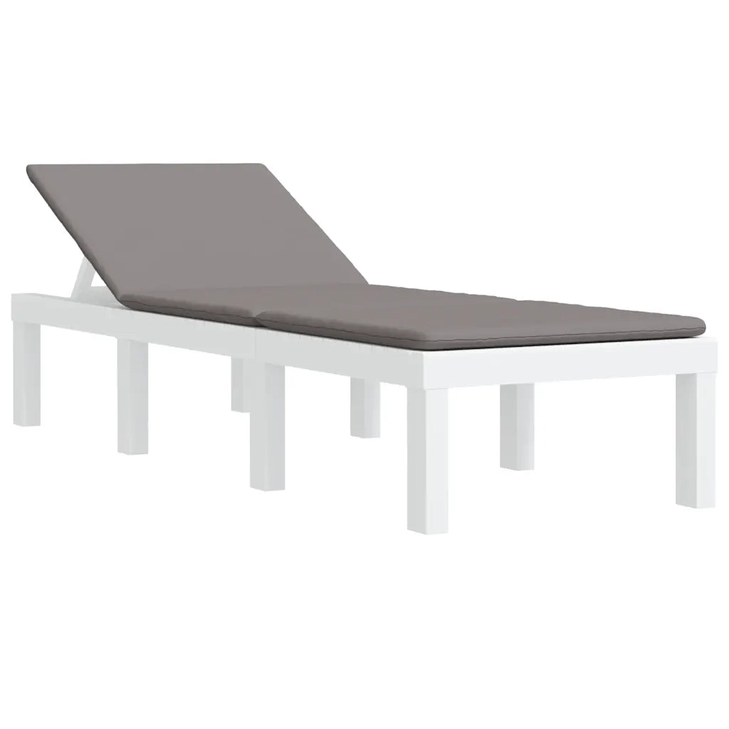 Lettino Prendisole con Cuscini Bianco in PP 364724