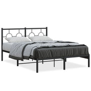 Letto matrimoniale | Letto per adulti | Giroletto con Testiera in Metallo Nero 140x200 cm