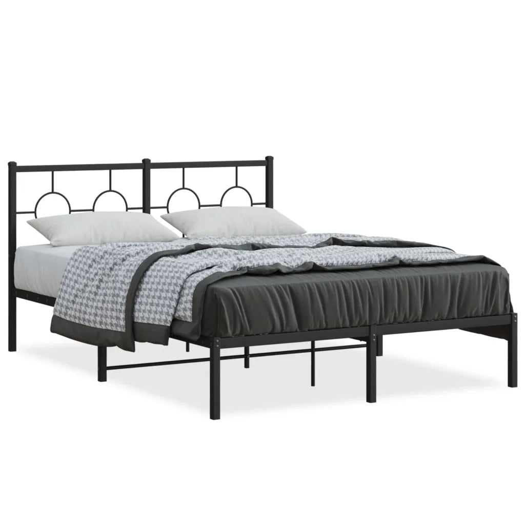 Letto matrimoniale | Letto per adulti | Giroletto con Testiera in Metallo Nero 140x200 cm