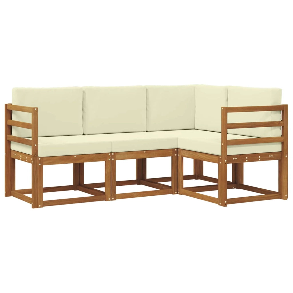 Set di divani da esterno con cuscino 4 pcs Naturale e Crema