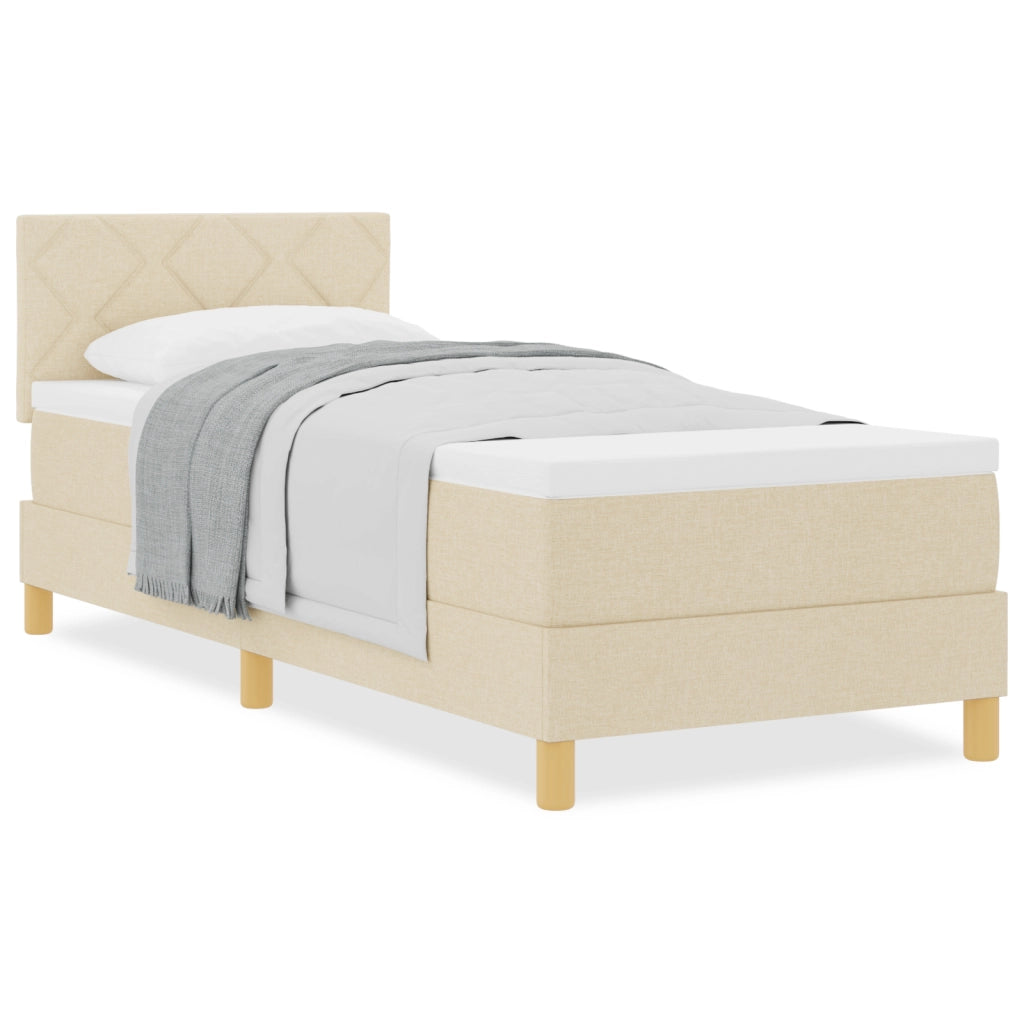 Letto a Box Spring con Materasso Panna 80x200 cm Tessuto