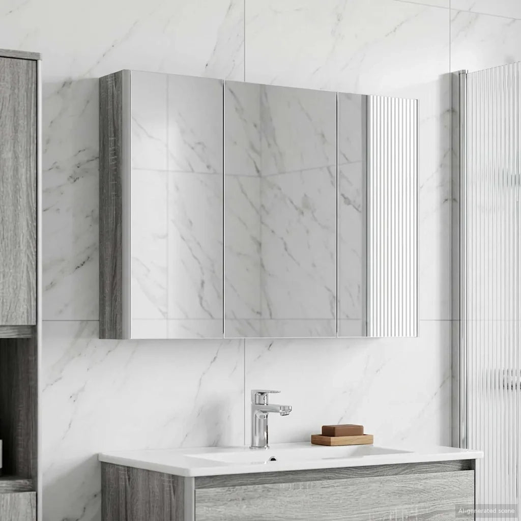 Mobiletto per specchio da bagno Grigio Sonoma 889276