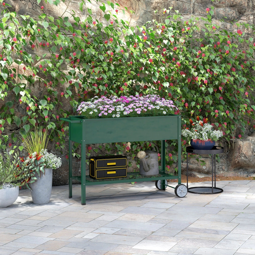 Fioriera con Ruote e Vassoio ¨C zephmum ¨C Verde 109x44x80 cm