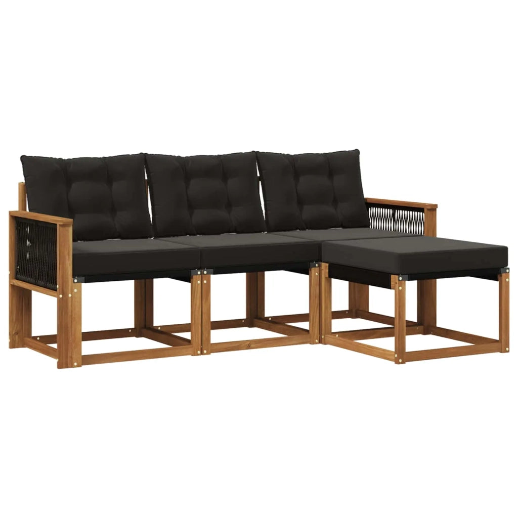 Set di divani da esterno 4 pz Naturale e Nero 3381872