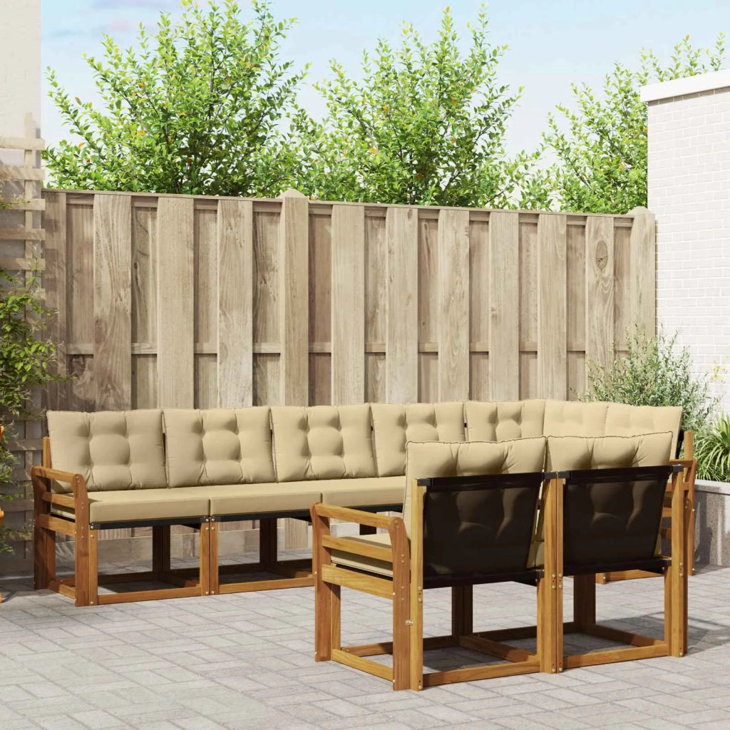 Set di divani da esterno con cuscino 8 pcs Naturale e Beige 3368788
