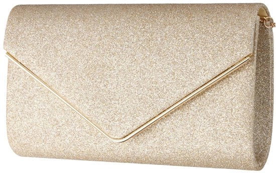 Clutch da Donna con Catena Rimovibile e Pailletten in Oro per Festa e Prom
