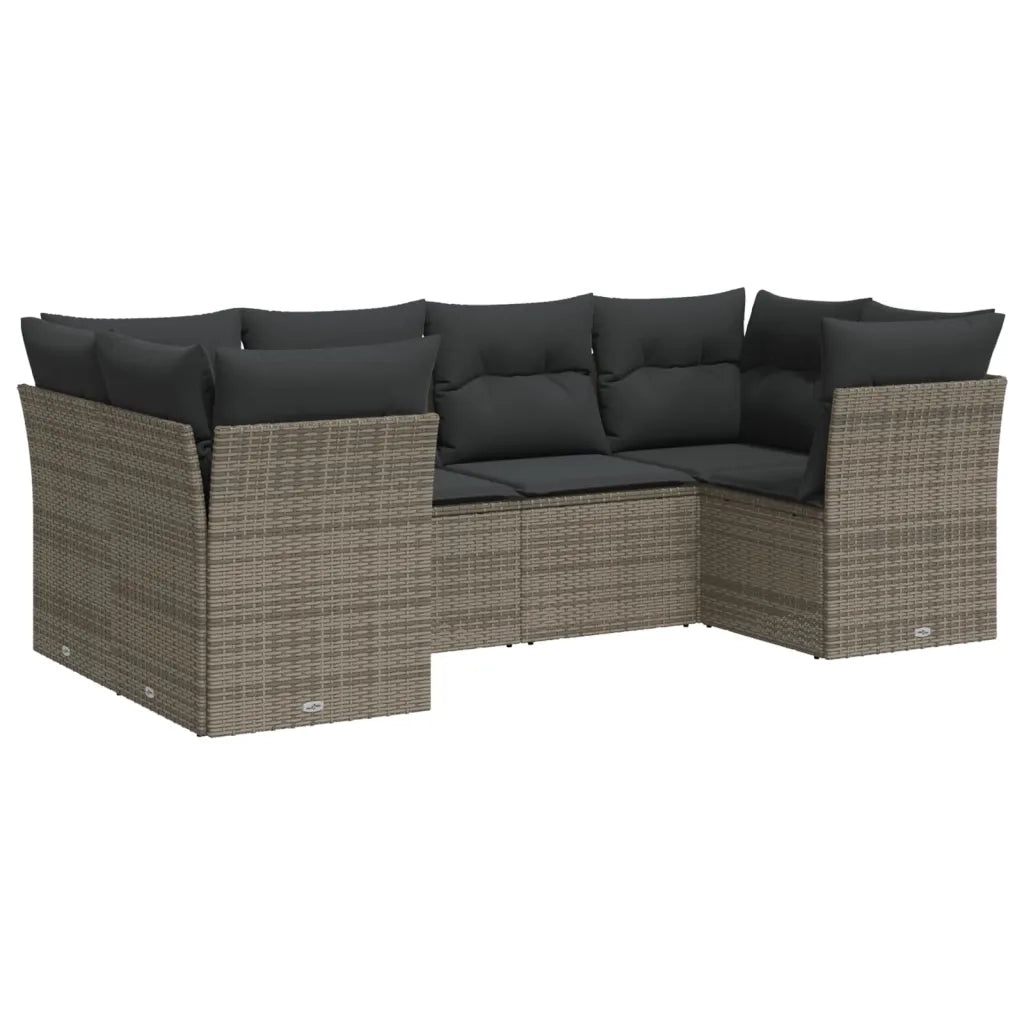 Set Divano da Giardino 6 pz con Cuscini Grigio in Polyrattan 3249949
