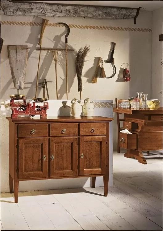 Credenza 3 porte 3 cassetti legno grezzo 105x42x82 (963) - Mobili 2G