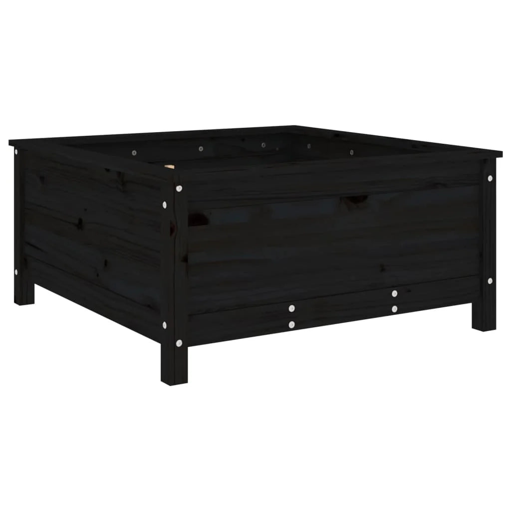 Fioriera rialzata per piante e fiori terrazza giardino 82,5 x 82,5 x 39 cm legno massello di pino nero 02_0037946