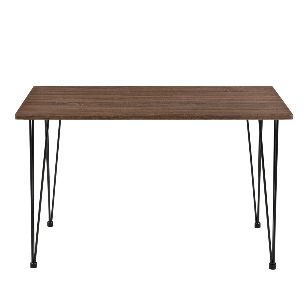 [en.casa] Sedia sala da pranzo in un set di 4 grigio - 86 x 46cm + Tavolo da pranzo in ottica legno