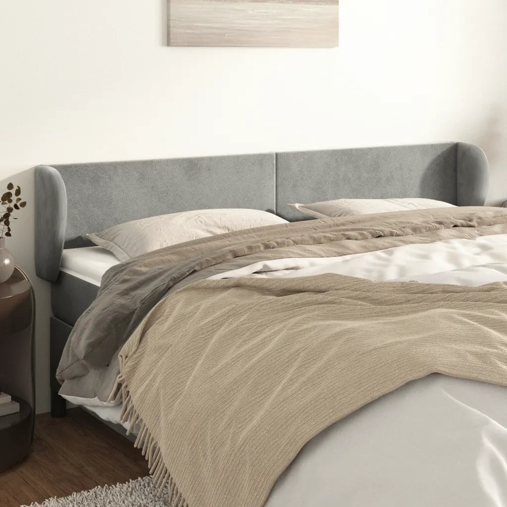 Testiera ad Orecchio Grigio Chiaro 163x23x78/88 cm in Velluto 3116918