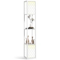Lampada da Terra con Ripiani in Tessuto e Interruttore a Catena 26x26x156 cm Bianco