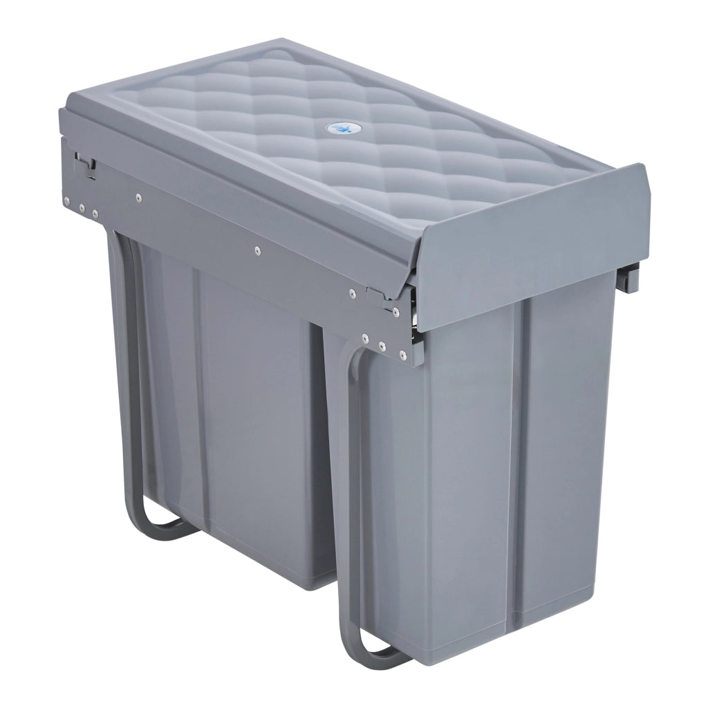 Pattumiera Estraibile Froland con 2 Bidoni Sotto Lavello 1x 20 L + 1x 10 L Grigio [en.casa]