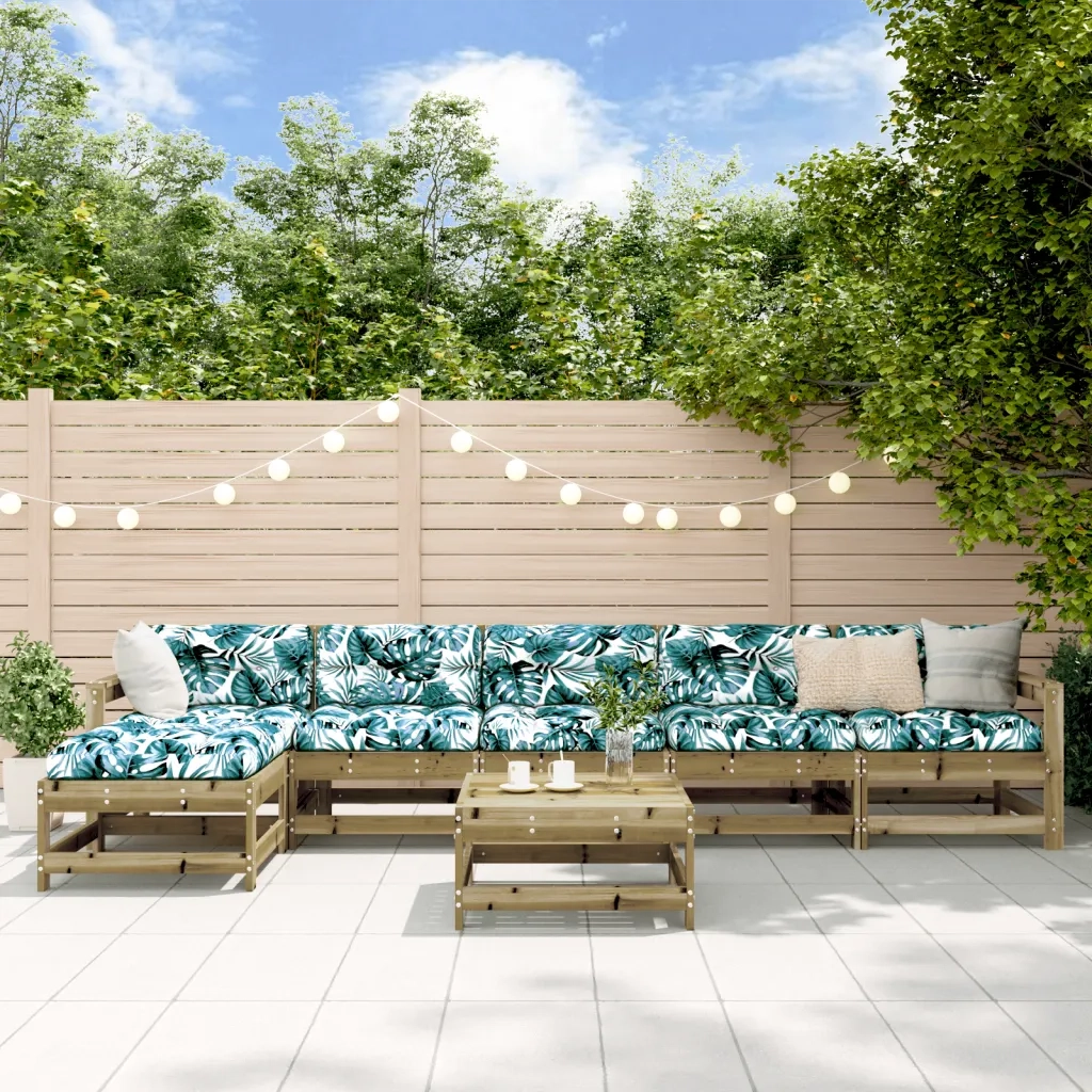 Set Divani da Giardino 7pz con Cuscini Legno Impregnato di Pino 3185975