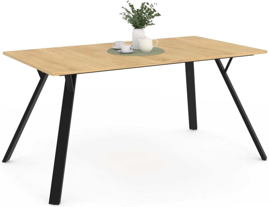 YSEULT mesa de comedor para 8 en madera y negro 160 cm diseño industrial