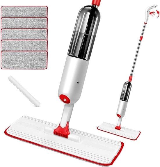 Spazzolino microfibra piatto per pavimenti con pad in tessuto riciclabile - 500 ml bottiglia riutilizzabile - schiaccia - pulizia del pavimento asciutto e umido set di asciugamano e secchio
