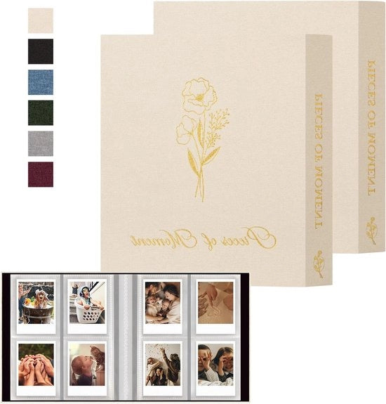 Albumo fotografico per fotocamere Instax Mini - 208 pezzi - Beige - Con 2 confezioni mini-album - Adatto per Polaroid e stampanti instant - Design compattibile